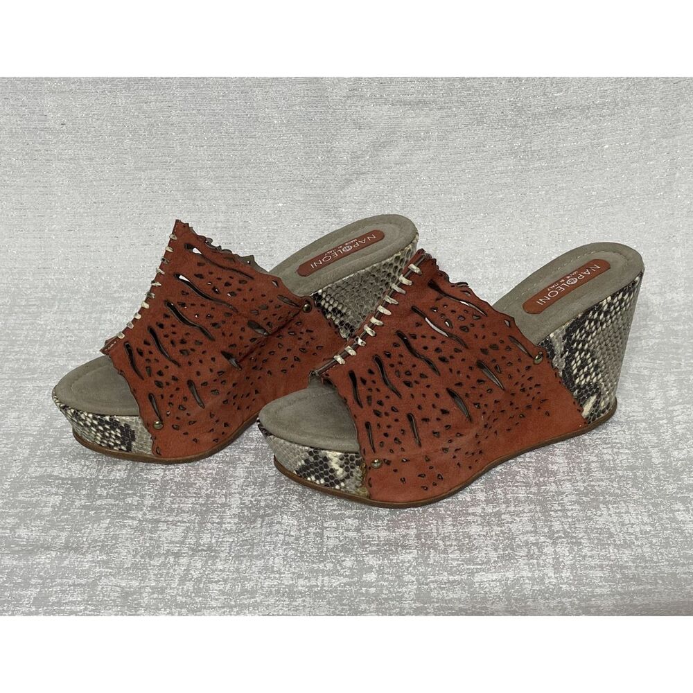Napoleoni Suede Platform Wedge Sandals - Size 8.5 / 39